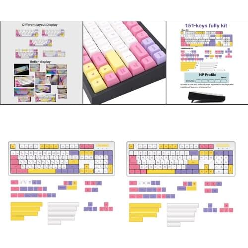 PBT 151 Keys Keycaps NP Profile DYE-Sub Summer Ice Cream Theme Suitable for Cherry MX Mechanical Gaming Keyboards
