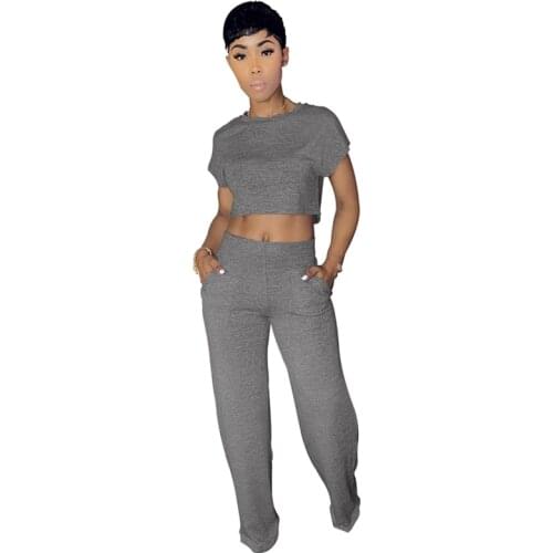 Spring Casual Tracksuit Women Summer Lounge Two Piece Outfits for Women Crop Top and Flare Pants Set Sportwear Joggers Women Set