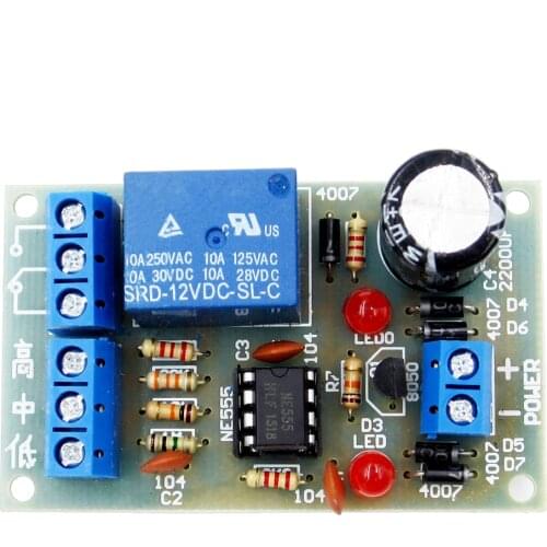 Liquid Level Controller Module Water Level Detection Sensor Board 9V 12V AC DC High Current Relay Control Pump Low Power