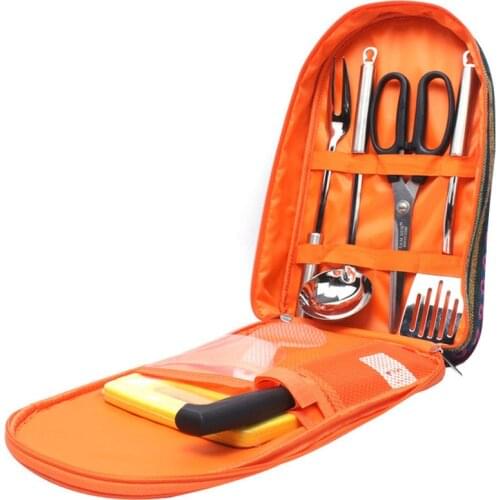 Exported to South Korea Outdoor Cookware Set Picnic Kitchenware Portable 201 Stainless Steel 7-piece Set Handbag Picnic Bag