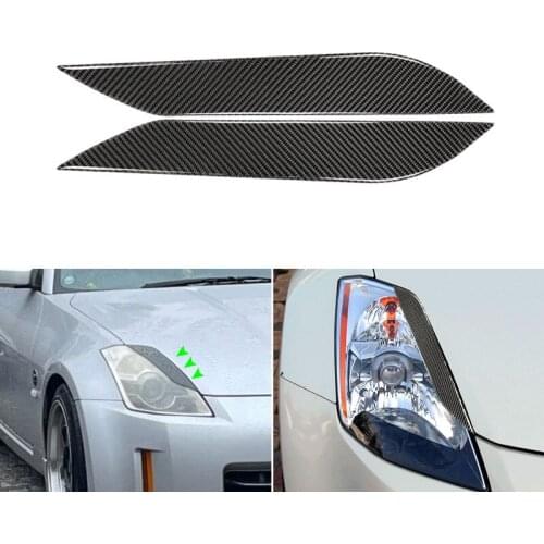 Car Real Carbon Fiber Front Headlight Eyebrow Eye Lid Eyelids Cover Frame Trim For Nissan 350Z Z33 Coupe 2-Door 2003 2004 - 2008