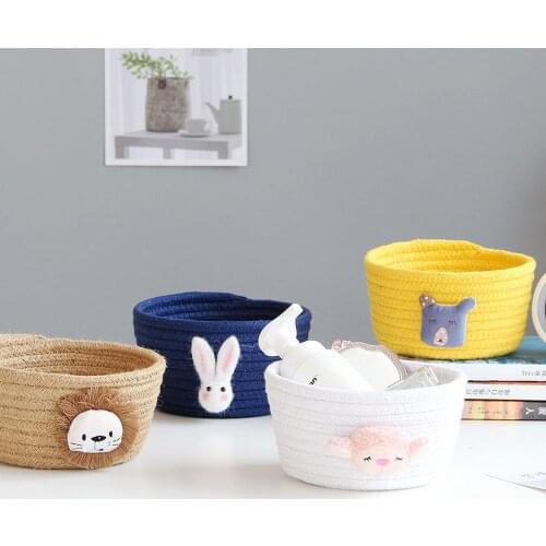 Nordic Style Cartoon Animals Hand Woven Storage Basket Kids Toys Desktop Organizer Sundries Storage Box Baskets 16x9/14x9CM 1Pcs