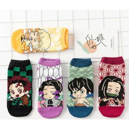 Demon Slayer Kimetsu No Yaiba Sock Short Socks Cosplay Prop Cartoons Anime Kamado Tanjirou Kamado Nezuko Cotton Socks Halloween