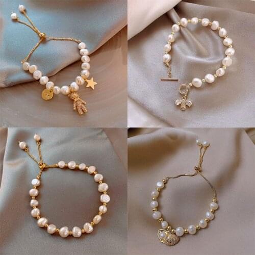 2021New Natural Pearl Bee Pendant Bracelet Classic Fashion Female Jewelry Student Girlfriends Party Sexy Matching Bracelet Gift