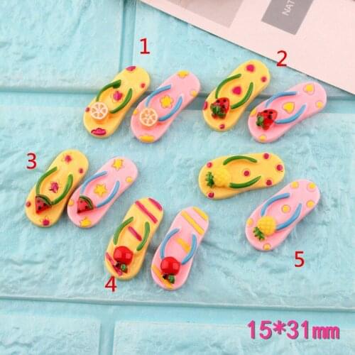 Newest 50pcs 15*31MM Colorful Summer Slipper Shape Resin Cabochons DIY Jewelry Findings Ornament Accessory Photo Frame Decor