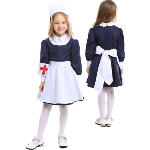 New Arrivals Purim Girl Hospital Nurse Costume Care Worker Medical Uniform Cosplay Halloween Carnival Party Fancy Dress