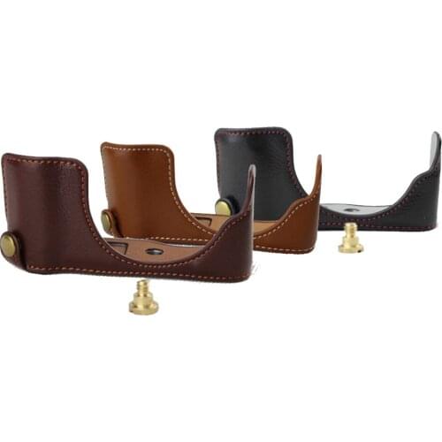 New Genuine Leather Camera Case For Panasonic Lumix GF7 GF8 GF9 GF10 12-32mm Half Body Cover Remove Battery Directly