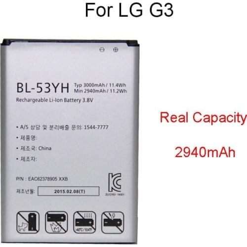 Original BL-53YH Battery for LG Optimus G3 D830 D850 D851 D855 LS990 VS985 F400 LG G3