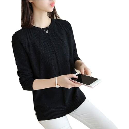 Autumn And Winter womens Sweater Round Neck Slim long-sleeved Solid Color Loose womens Sweaters And Pullovers Vestidos LXJ446