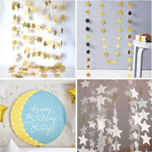 Festive Party Supplies Event Pearlescent Cardboard Hanging Star Decoration Celebration Streamers 8M/LOT