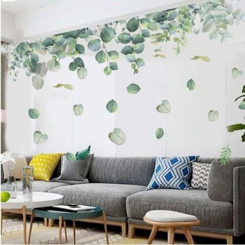 Plant Wall Stickers Bedroom Living Room Wall Decoration Art Mural Home Office Decor Small Fresh Leaves Wallstickers