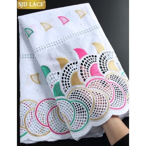 SJD LACE 2021Fashion Swiss Voile Lace In Switzerland Dubai Style African Lace Fabric Pure Cotton For Wedding Party MaterialA2261