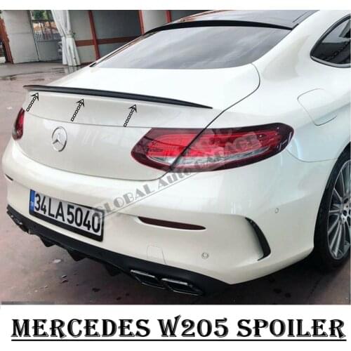 For Mercedes Benz C Series W205 Spoiler 2014-2020 Glossy Piano Black Auto Accessory Universal Spoilers Antenna Car Styling Flaps