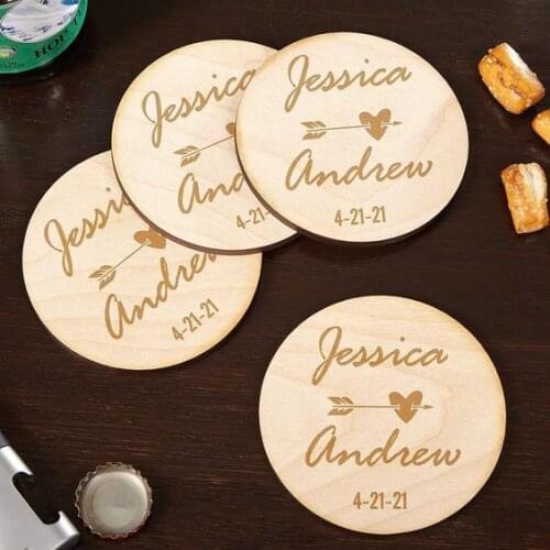 CUPIDS ARROW PERSONALIZED COASTERS - GIFT FOR COUPLES