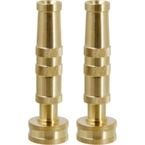 Heavy-Duty Brass Adjustable Twist Hose Nozzle, 2 Pack, Garden Watering Brass Hose Nozzle