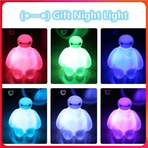 3Pcs 7-color Gradient Gift Night Light Cute Cartoon Hero LED Glowing Lights Girls Children Small Gifts Bedroom Desk Decoration