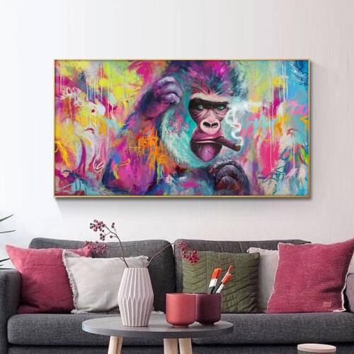 Funny Smoking Orangutan Graffiti Canvas Paintings Wall Art Posters And Prints Modern Animals Wall Art Canvas Pictures Room Decor