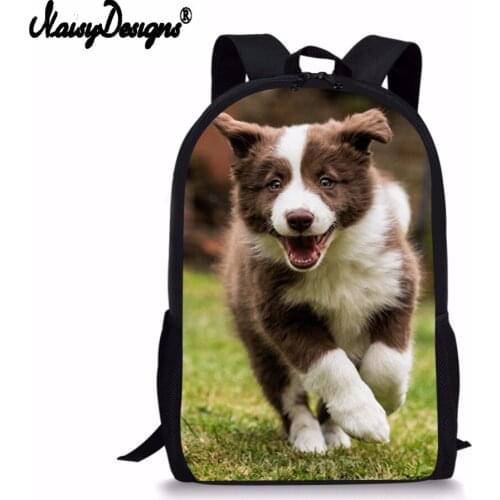NOISYDESIGNS Drop Shipping Border Collie Puppy Backpack For Women Men Personality Women Backbag Male Laptop Double Shoulder Bags