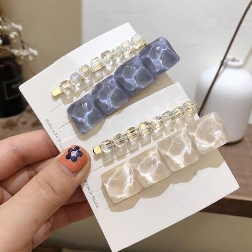 Women Fashion Bling Water Ripple Hair Clips For Girls Sweet Crystal Hairpins Barrettes Summer Cool Hair Accessories Set