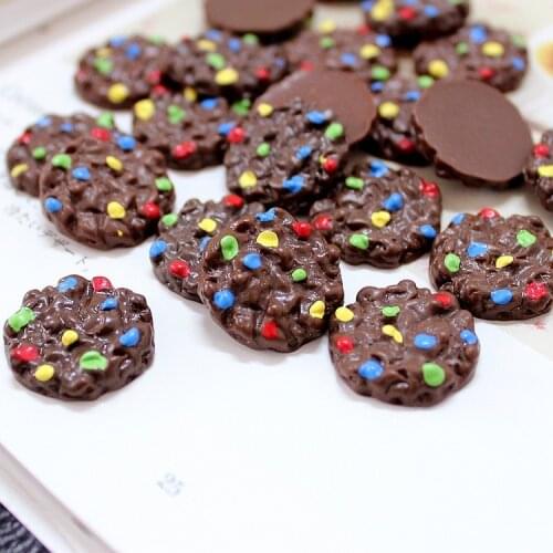 20pcs Simulation Resin Chocolate Biscuits Kawaii Food Play Flatback Craft Cabochon Scrapbooking For Phone Shell Embellishments