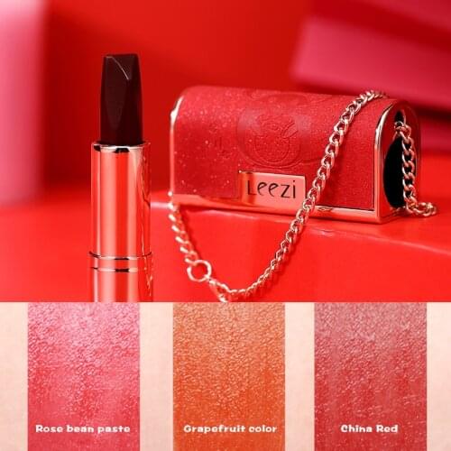 3-in-1 Velvet-like Matte Tri-color Lipstick Highly Pigmented Lip Makeup with Mini Chain Storage Bag MH88