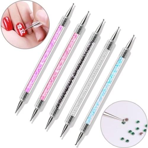5Pcs Acrylic Nail Dotting Tool Nail Manicure Crystal Stick Picker Pen Nails Art Tips Tool Painting Nail Art Decorations Tools