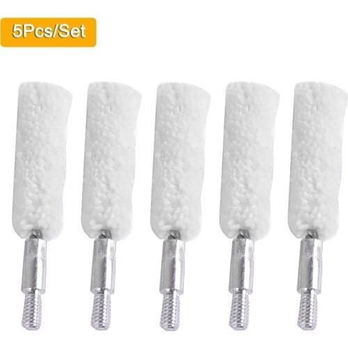 5Pcs/Set Tactical Gun Bore Cotton Mop Brush for 9mm 12GA .30 .300 .308cal .22cal .45cal Rifle Pistol Hunting Gun Cleaning Kit