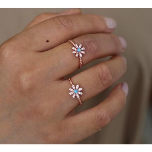 Rose gold color daisy dainty flower ring size 6 7 8 cute lovely flowers beautiful girl women gorgeous elegance finger midi rings