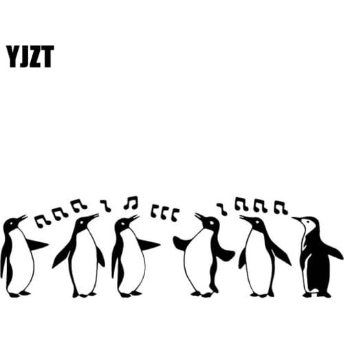 YJZT 18.7CM*5.6CM Happy Penguin Decorate Car Stickers Car Door Accessories Vinyl Decal Black/Silver C4-2071