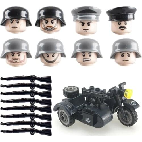Kids Toys 8pcs/lot ww2 Mini Military Figures Building Blocks Police Soldiers Bandit Weapon Accessories Guns Bricks For Children