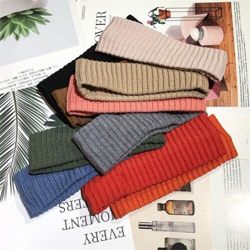 Stretch Knit Hair Band Korean Wild Simple Headdress Autumn And Winter Retro Broadside Headbands For Women