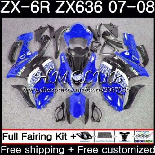 Body For KAWASAKI NINJA ZX 6R 6 R 600CC Stock blue ZX636 2007 2008 54HC.18 ZX600 ZX-636 ZX6R 07 08 ZX 636 ZX-6R 07 08 Fairing