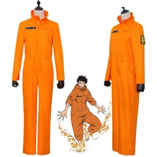 Fire Force Cosplay Costume Shinra Kusakabe Akiratu Oubi Maki Oze Jumpsuit Enen no Shouboutai Women Men Yellow Outfit