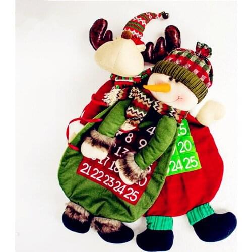 Creative Advent Calendars Christmas Decorations Cartoon Elk Doll Calendar Snowman Doll Ornament Christmas Decorations for Home