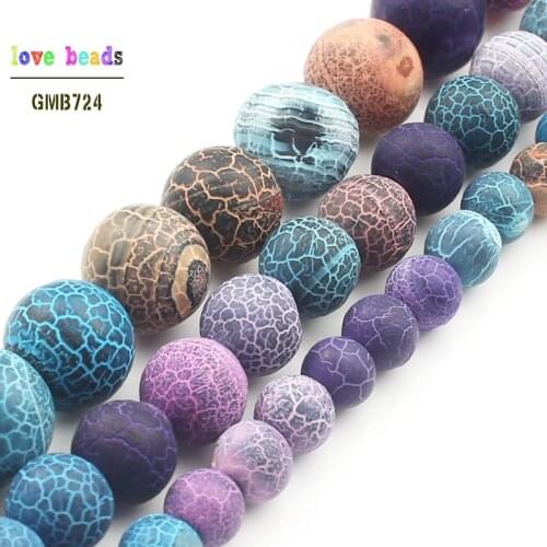 Natural Stone Frost Spider Crab Mixed Black Color Agates Round Loose Strand Beads Pick Size For Jewelry Making 6mm 8mm 10mm