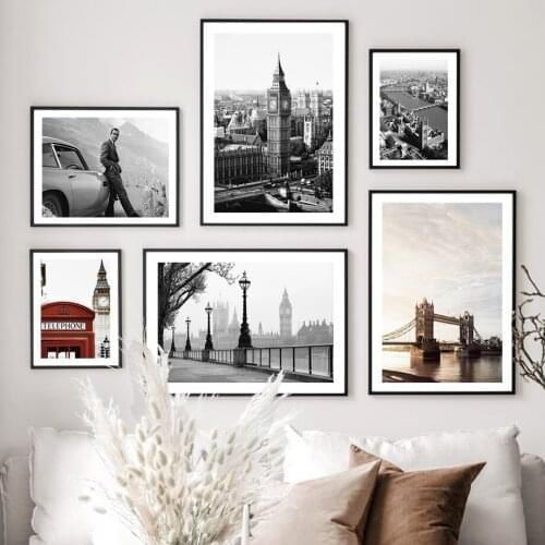 London Landmarks Bridge Big Ben telephone Booth Wall Art Print Canvas Painting Nordic Poster Wall Pictures For Living Room Decor