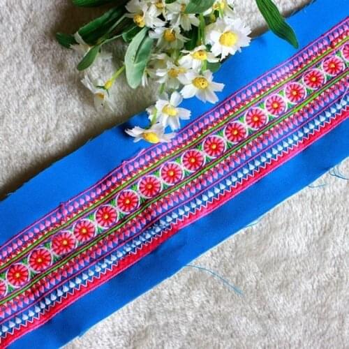 Miao embroidery stitch crochet cotton fabric lace trim 9cm dress collar ribbon tape webbing ethnic tribal thai india boho hmong