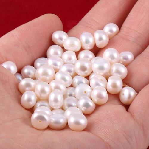 New 5pcs Natural Freshwater Pearls Breads Shape Half Hole Loose Pearls for Making DIY Jewelry Necklace Accessories Size 8-9mm