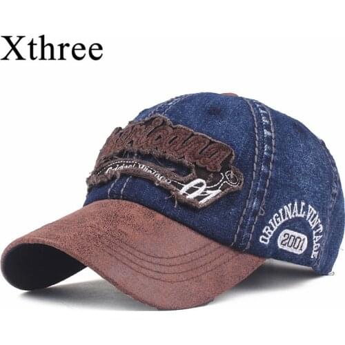 Xthree New mens cap denim baseball caps for men hats women dad hat snapback embroidery American cap casquette hip hop cap