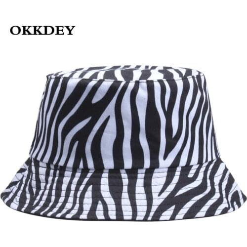 New Fashion Summer Bucket Hat For Women Men White Zebra Striped Print Sunscreen Panama Hat Sunbonnet Outdoor Fisherman Cap