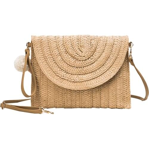 Casual Tassel Straw Clutch Bags For Women Wikcer Woven Shoulder Crossbody Bags Rattan Summer Beach Purses Lady Small Tote 2021