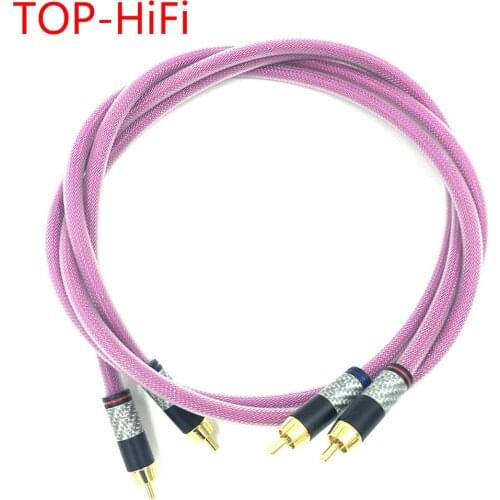 TOP-HiFi Pair Carbon Fiber Gold Plated 2RCA Cable 6N OFHC Audio cable Double RCA Signal Line Rca Cable for XLO HTP1