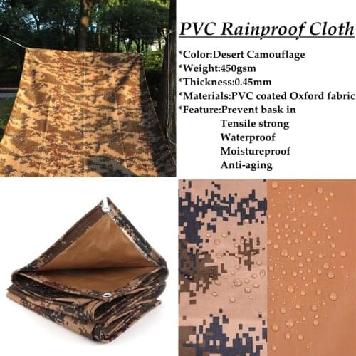 Desert camouflage PVC Tarpaulin Rainproof Cloth Garden Courtyard Tarpaulin Rainproof Cover Truck Waterproof Sunshade Cloth