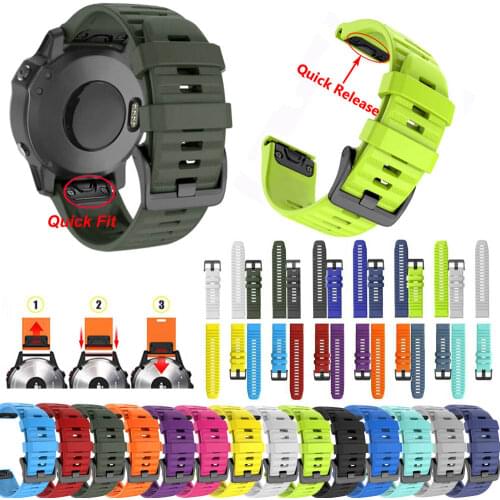 26/20/22MM Quick Release Watch band Strap for Garmin Fenix 6S 6 6X Pro 5X 5S 5plus 3 HR Fast fit Silicone Wrist Band Accessories