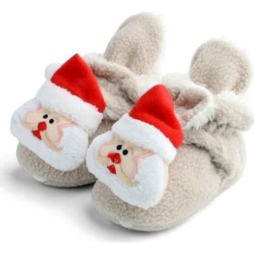 Christmas Winter Baby Girl Boy Cartoon Warm Fleece Cotton Boots Casual Newborn Kids Crib Soft Sole Toddler Footwear