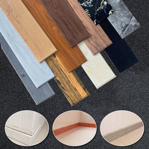 Self-Adhesive PVC Wood Grain Skirting Sticker Waistline Wall Baseboard Edge Strip Sticker Waterproof Floor Corner Line Skirting