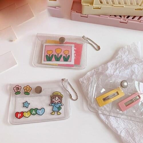 PVC Cute Earphone Lipstick Holder Wallet Transparent Credit Card Holder Organizer Case Waterproof Coin Purse Bag Card Pouch