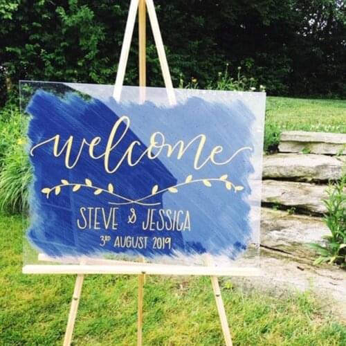 Acrylic Wedding Sign,Hand Lettered Custom Wedding Painted Back Sign,Wedding Welcome Sign,Calligraphy Sign,Modern Wedding Decor