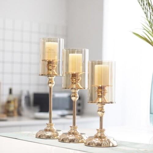 European-style household retro candlelight dinner props lights Nordic romantic candlestick ornaments light luxury American