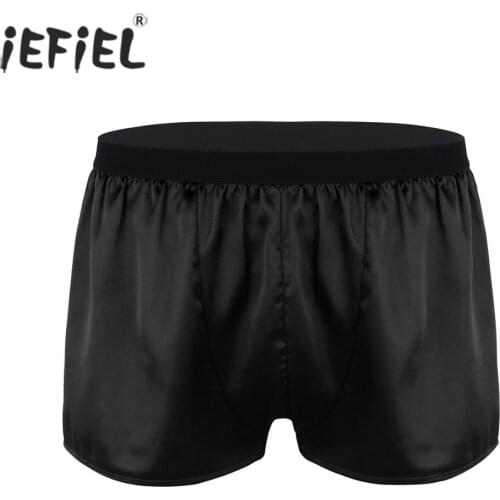 Men Gay Male Sissy Panties Lightweight Shiny Stain Shorts Boxer Briefs Nightwear Sleepwear Pajamas Loose Crossdresser Underwear